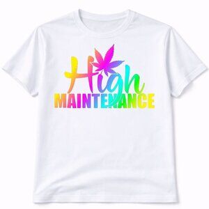 High Maintenance Custom Graphic T Shirt Trendy Boutique Style Tee Womens White